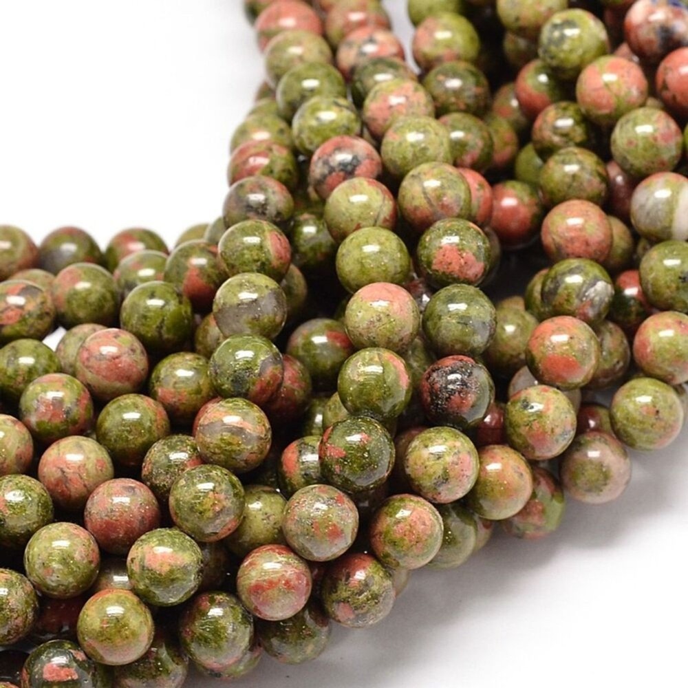 6MM Unakite Beads-ONE‎ Gemstone Bead Strand-Jewelry Making Supplies Crafts NWT